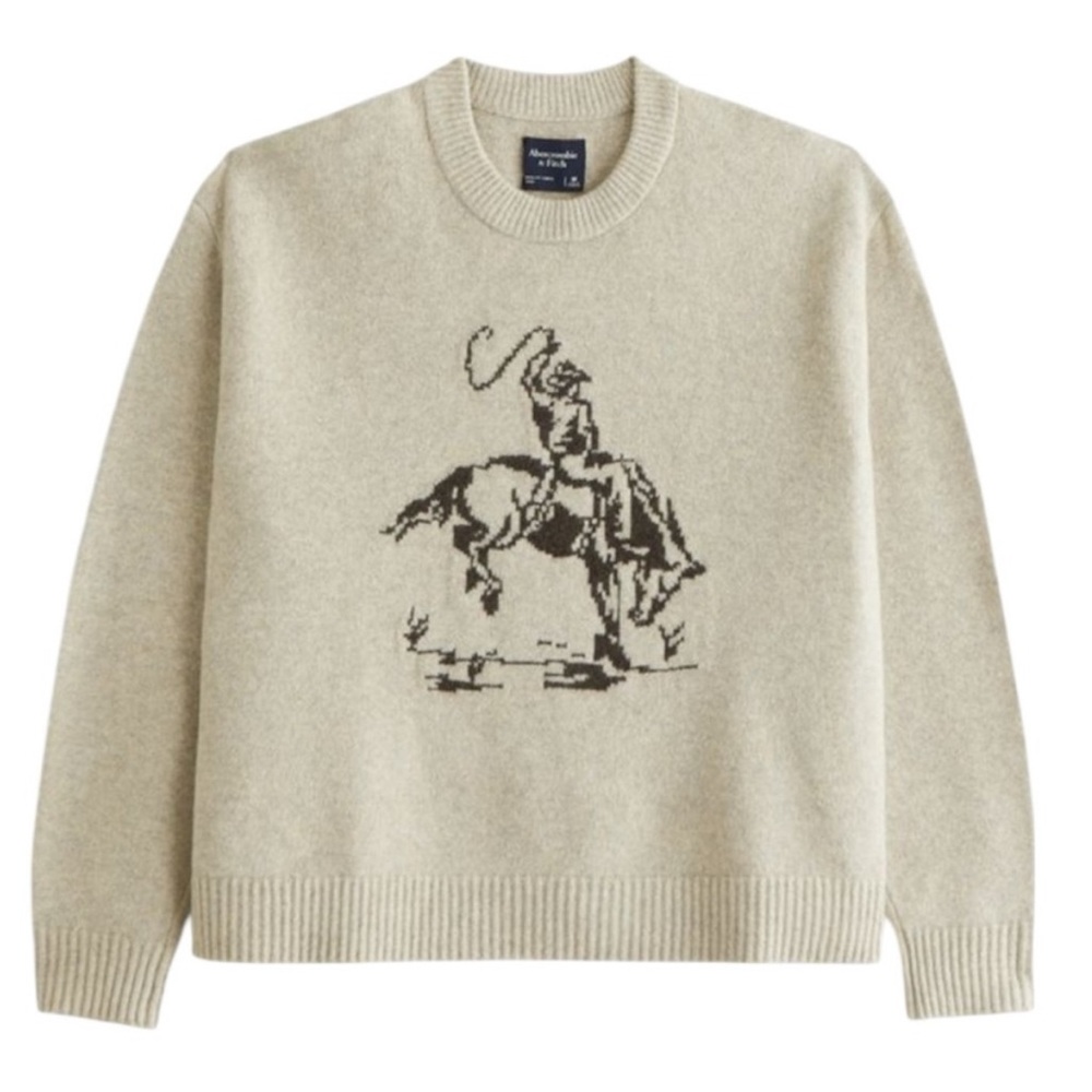 Abercrombie & Fitch Beige Crewneck Sweater